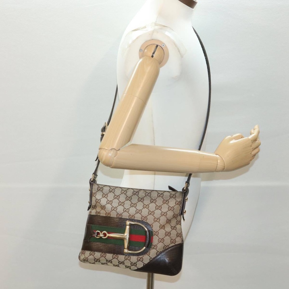 Authentic Gucci GG Canvas shoulder crossbody bag beige red green
